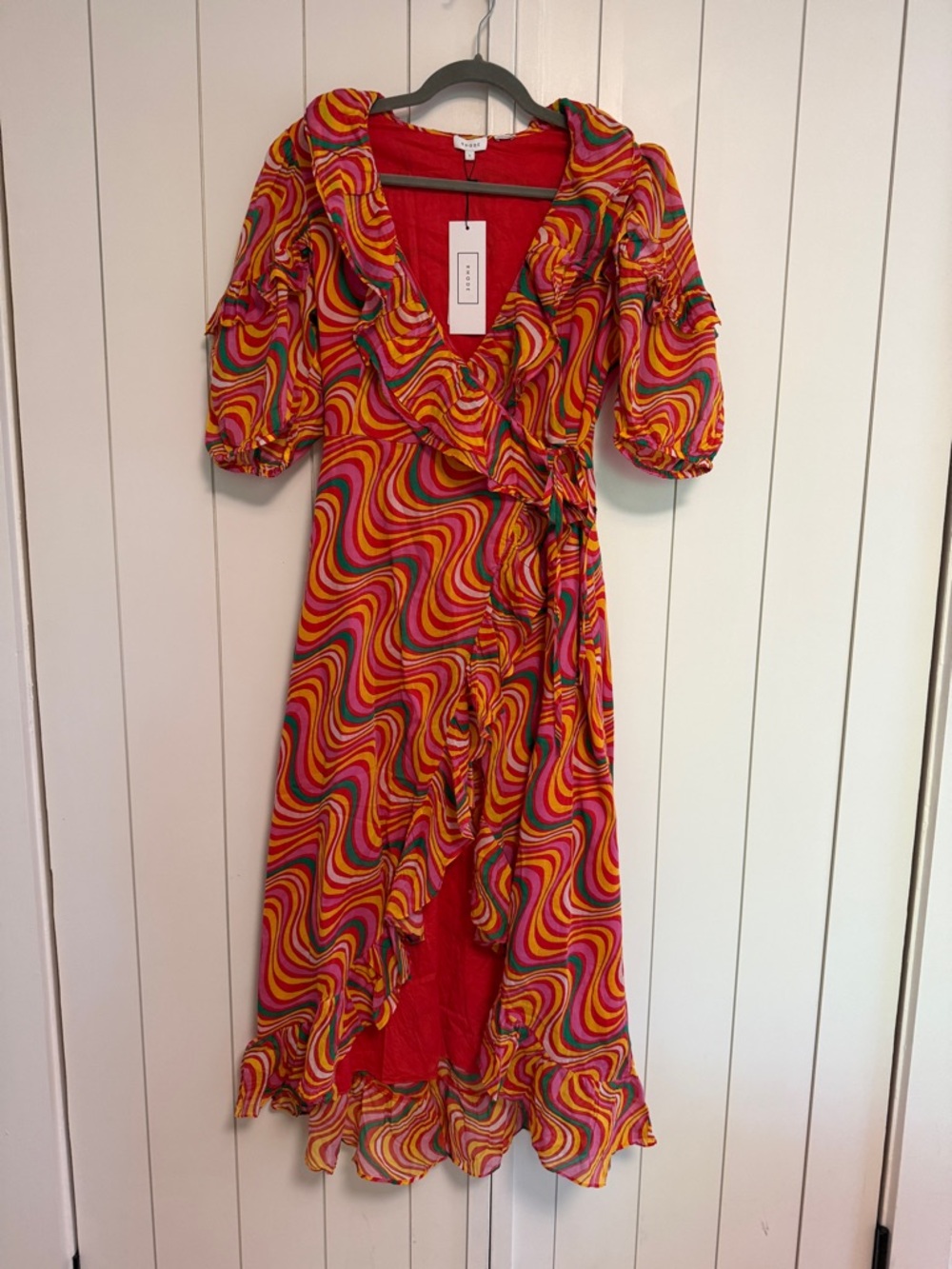 RHODE Swirl Wrap Maxi Dress - Red & Pink